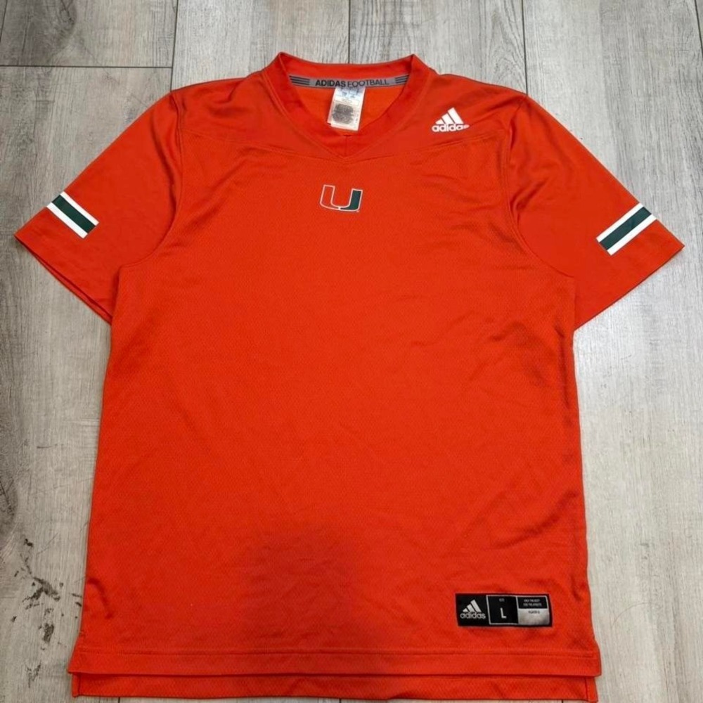 Adidas Miami Hurricanes orange football jersey men's  Size L‎